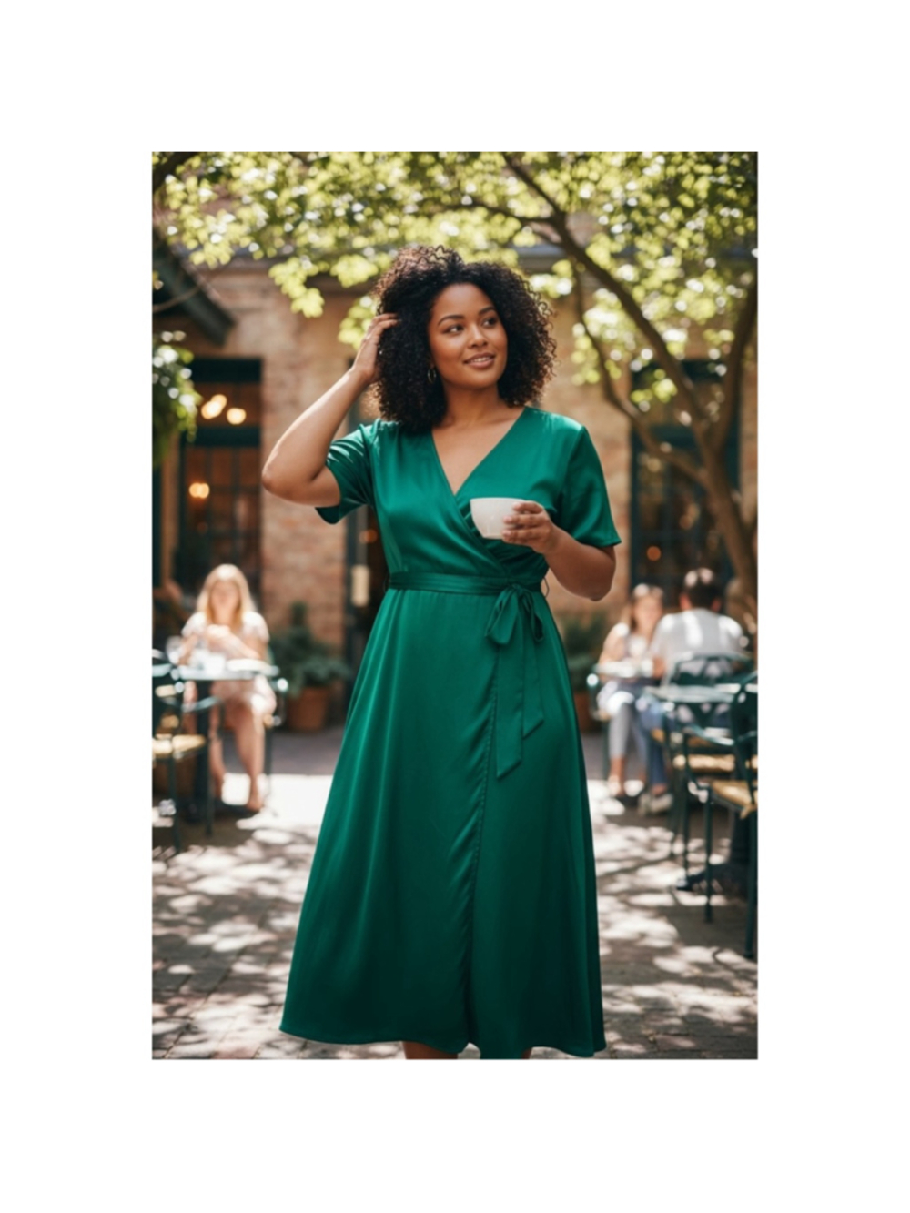 Green Faux Wrap Midi Dress XXL